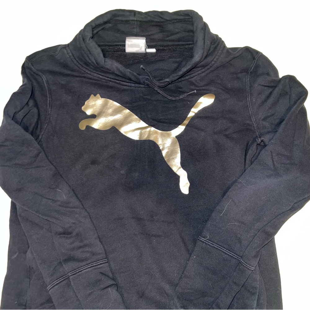 Puma Women's Cowl Neck Sweater in Black and Gold